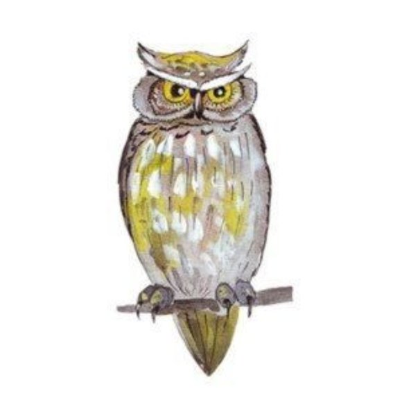 Contemporary brown green owl painting art print - Picture 2 of 2